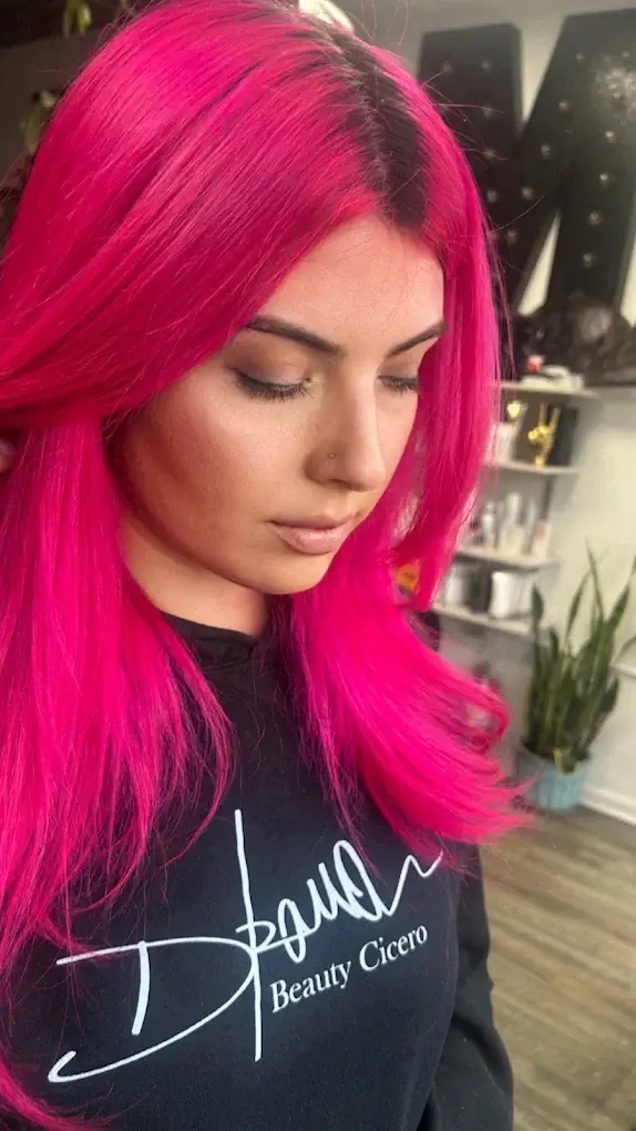 Pink all over hair color